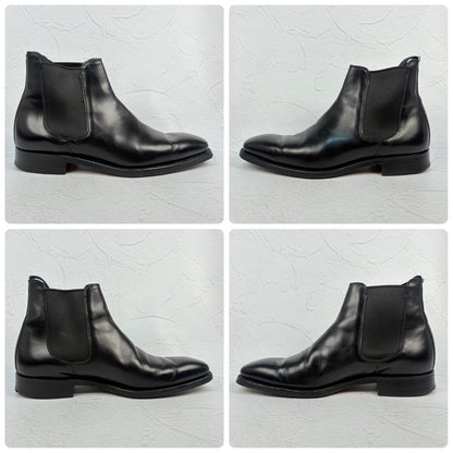 【美品】CHEANEY チーニー シップス別注 サイドゴア セミスクエア 黒 ブラック 6.5 英国製 ［W3236］