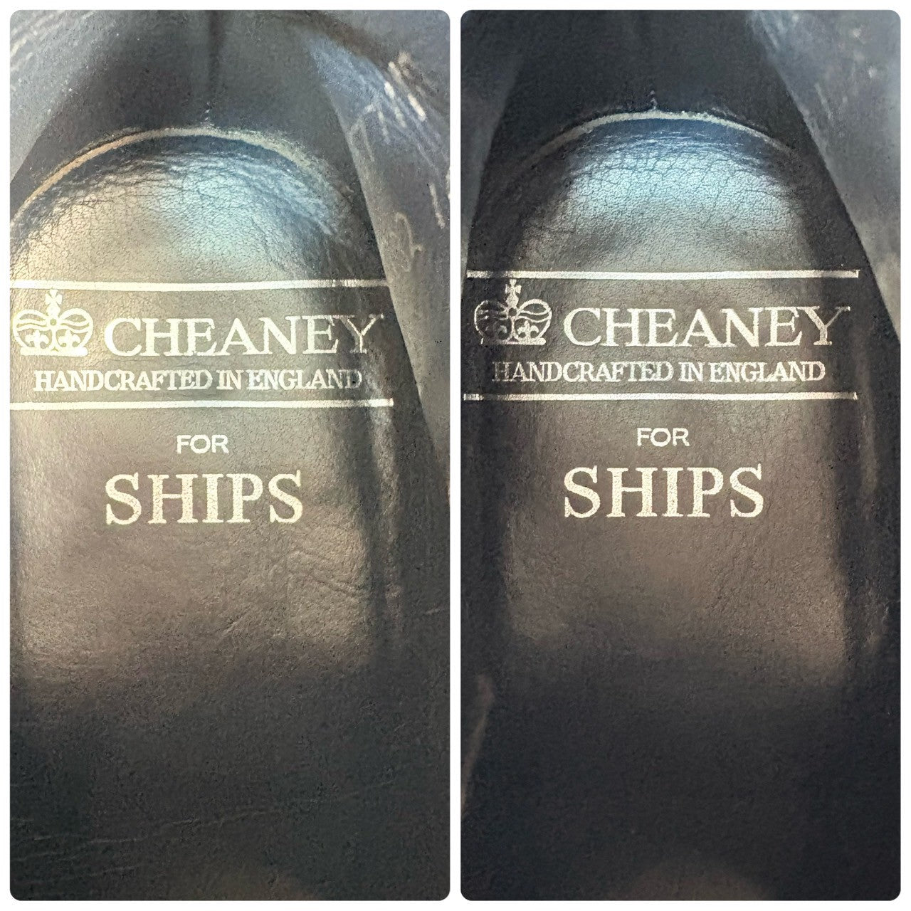 【美品】CHEANEY チーニー シップス別注 サイドゴア セミスクエア 黒 ブラック 6.5 英国製 ［W3236］