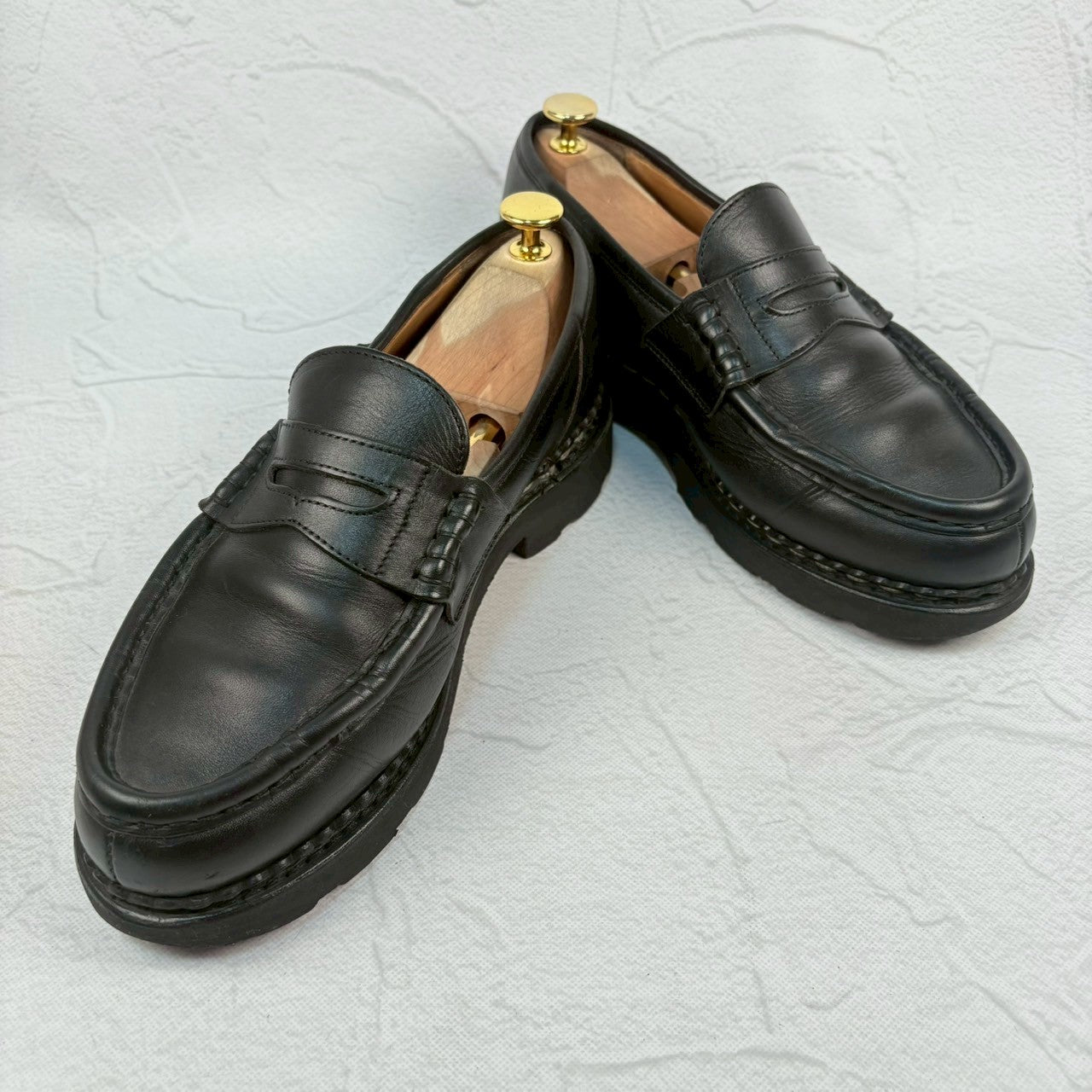 【良品】PARABOOT パラブーツ REIMS ランス コインローファー 黒 ブラック 6.5 ［W3238］
