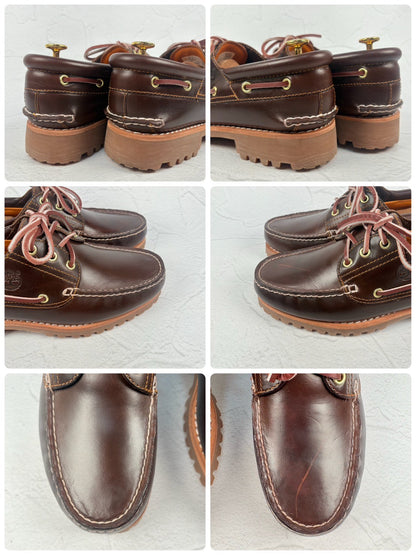 【美品】Timberland ティンバーランド 3-Eye Classic Lag スリーアイ クラシックラグ デッキシューズ 茶 ブラウン 26 米国［W3233］