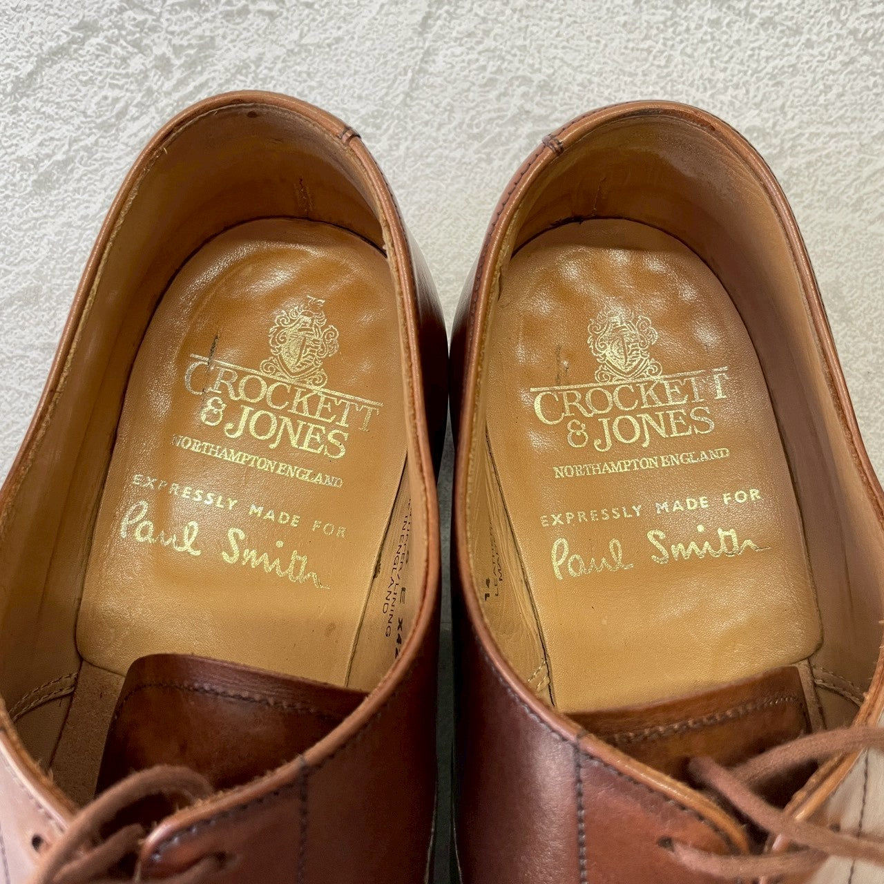 Crockett&Jones クロケットアンドジョーンズ Paul Smith ポール・スミス別注 Hallam ハラム ストレート 内羽根 茶 ブラウン UK8 / 26.5cm相当【W3378】