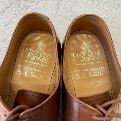 Crockett&Jones クロケットアンドジョーンズ Paul Smith ポール・スミス別注 Hallam ハラム ストレート 内羽根 茶 ブラウン UK8 / 26.5cm相当【W3378】