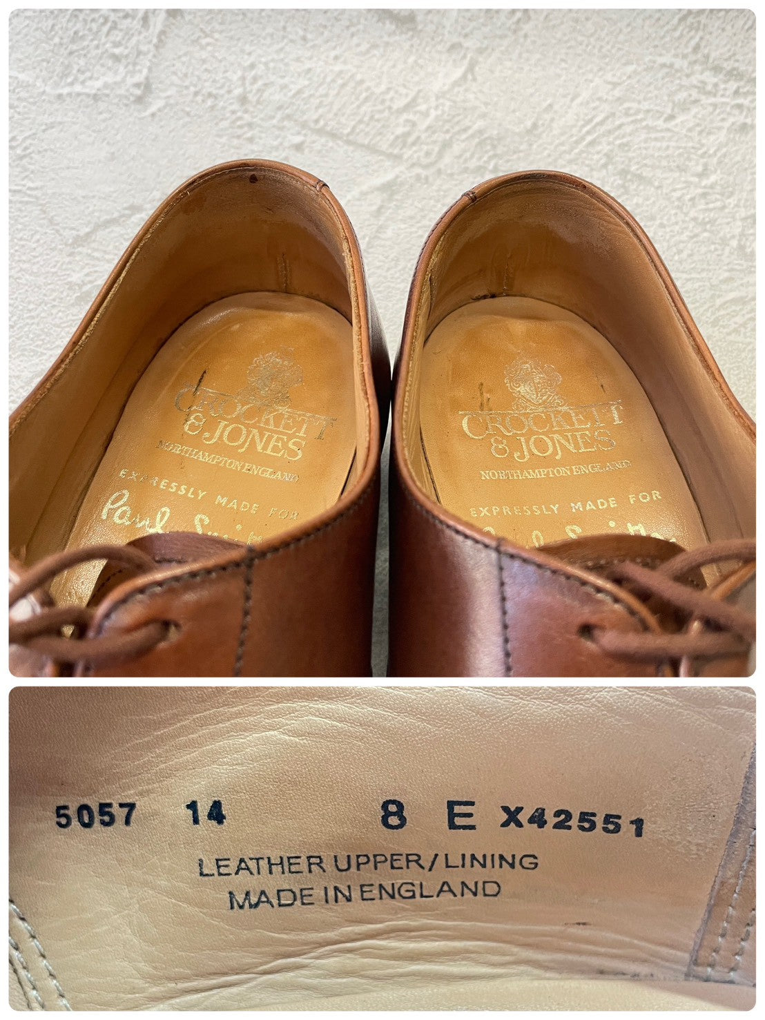 Crockett&Jones クロケットアンドジョーンズ Paul Smith ポール・スミス別注 Hallam ハラム ストレート 内羽根 茶 ブラウン UK8 / 26.5cm相当【W3378】