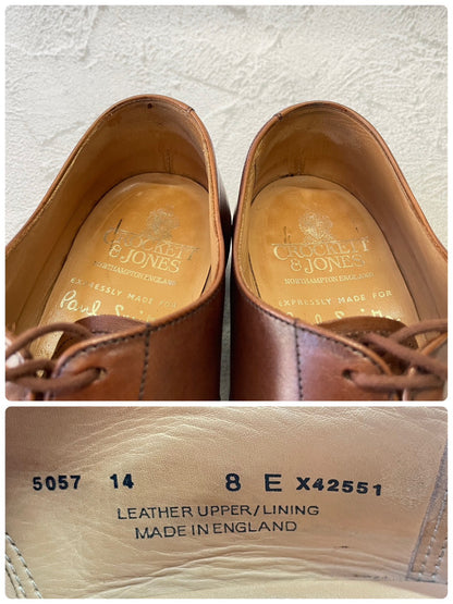 Crockett&Jones クロケットアンドジョーンズ Paul Smith ポール・スミス別注 Hallam ハラム ストレート 内羽根 茶 ブラウン UK8 / 26.5cm相当【W3378】