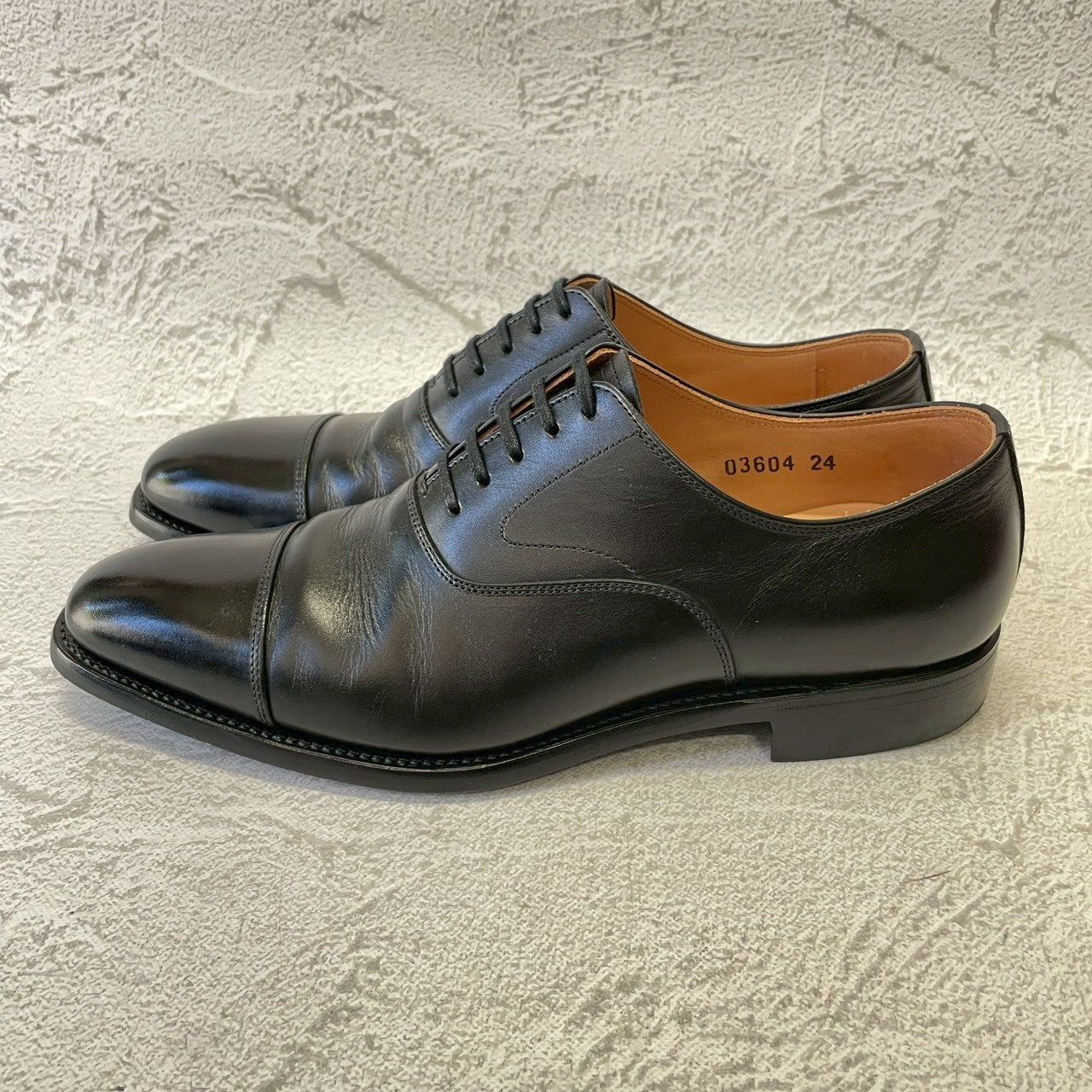 【美品】SCOTCH GRAIN スコッチグレイン 03604 ストレート 内羽根 スクエアトゥ 黒 ブラック 24.0cm【W3379】