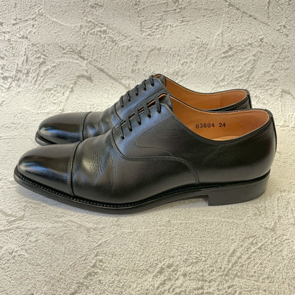 【美品】SCOTCH GRAIN スコッチグレイン 03604 ストレート 内羽根 スクエアトゥ 黒 ブラック 24.0cm【W3379】