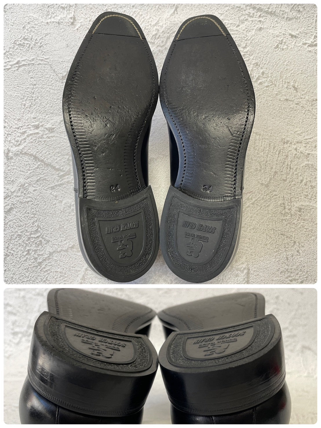 【美品】SCOTCH GRAIN スコッチグレイン 03604 ストレート 内羽根 スクエアトゥ 黒 ブラック 24.0cm【W3379】