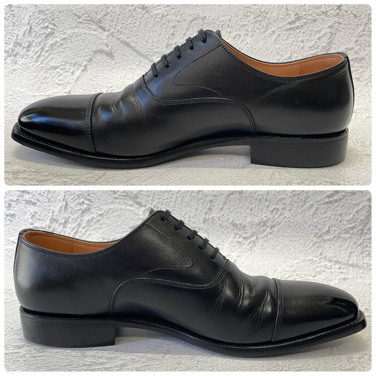 【美品】SCOTCH GRAIN スコッチグレイン 03604 ストレート 内羽根 スクエアトゥ 黒 ブラック 24.0cm【W3379】