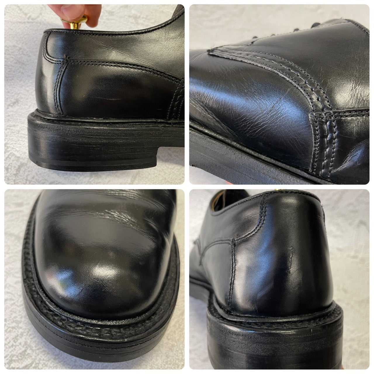 【リフト交換済み】Tricker’s トリッカーズ M7060 Kendal ケンダル プレーン 外羽根 4アイレット 黒 ブラック UK8 / 26.5cm【W3377】