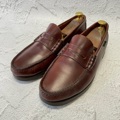 【美品】Paraboot パラブーツ Coraux コロー コインローファー ビーフロール マリンソール 茶 ブラウン UK6 / 24.5cm【W3381】