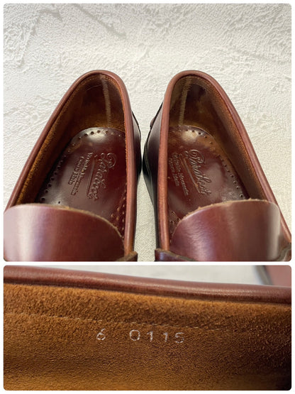 【美品】Paraboot パラブーツ Coraux コロー コインローファー ビーフロール マリンソール 茶 ブラウン UK6 / 24.5cm【W3381】