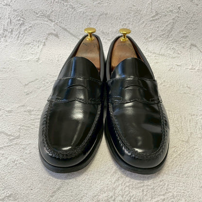 【良品】G.H.BASS ジーエイチバス Logan ローガン コインローファー ハーフサドル 90年代 USA製 黒 ブラック US8 / 26.0cm【W3382】