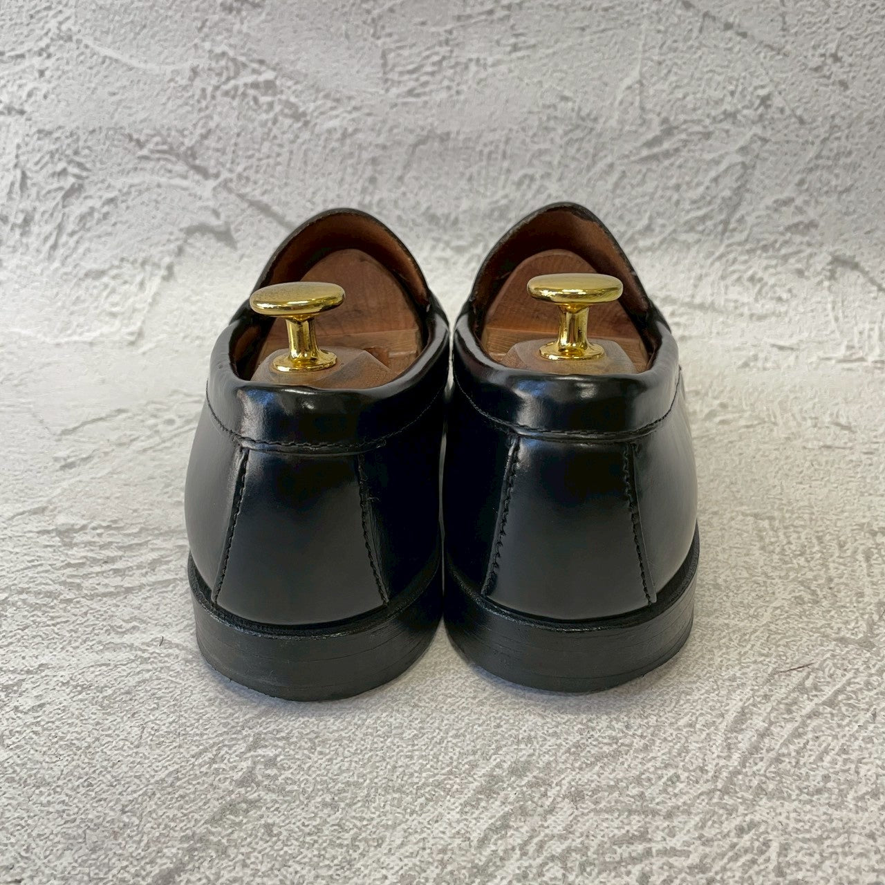 【良品】G.H.BASS ジーエイチバス Logan ローガン コインローファー ハーフサドル 90年代 USA製 黒 ブラック US8 / 26.0cm【W3382】