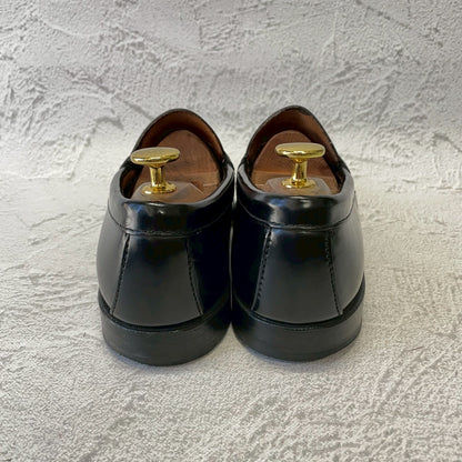 【良品】G.H.BASS ジーエイチバス Logan ローガン コインローファー ハーフサドル 90年代 USA製 黒 ブラック US8 / 26.0cm【W3382】