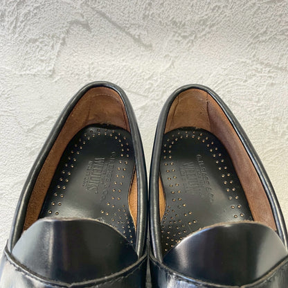 【良品】G.H.BASS ジーエイチバス Logan ローガン コインローファー ハーフサドル 90年代 USA製 黒 ブラック US8 / 26.0cm【W3382】