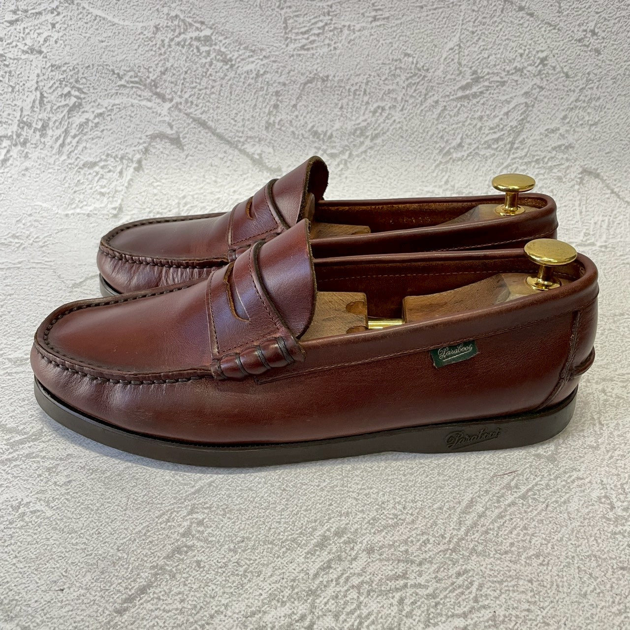 【美品】Paraboot パラブーツ Coraux コロー コインローファー ビーフロール マリンソール 茶 ブラウン UK6 / 24.5cm【W3381】