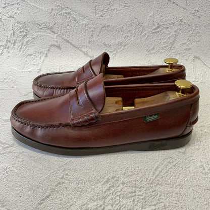 【美品】Paraboot パラブーツ Coraux コロー コインローファー ビーフロール マリンソール 茶 ブラウン UK6 / 24.5cm【W3381】