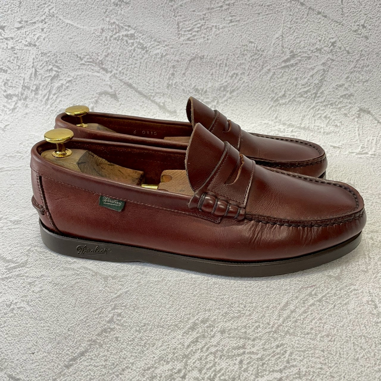 【美品】Paraboot パラブーツ Coraux コロー コインローファー ビーフロール マリンソール 茶 ブラウン UK6 / 24.5cm【W3381】
