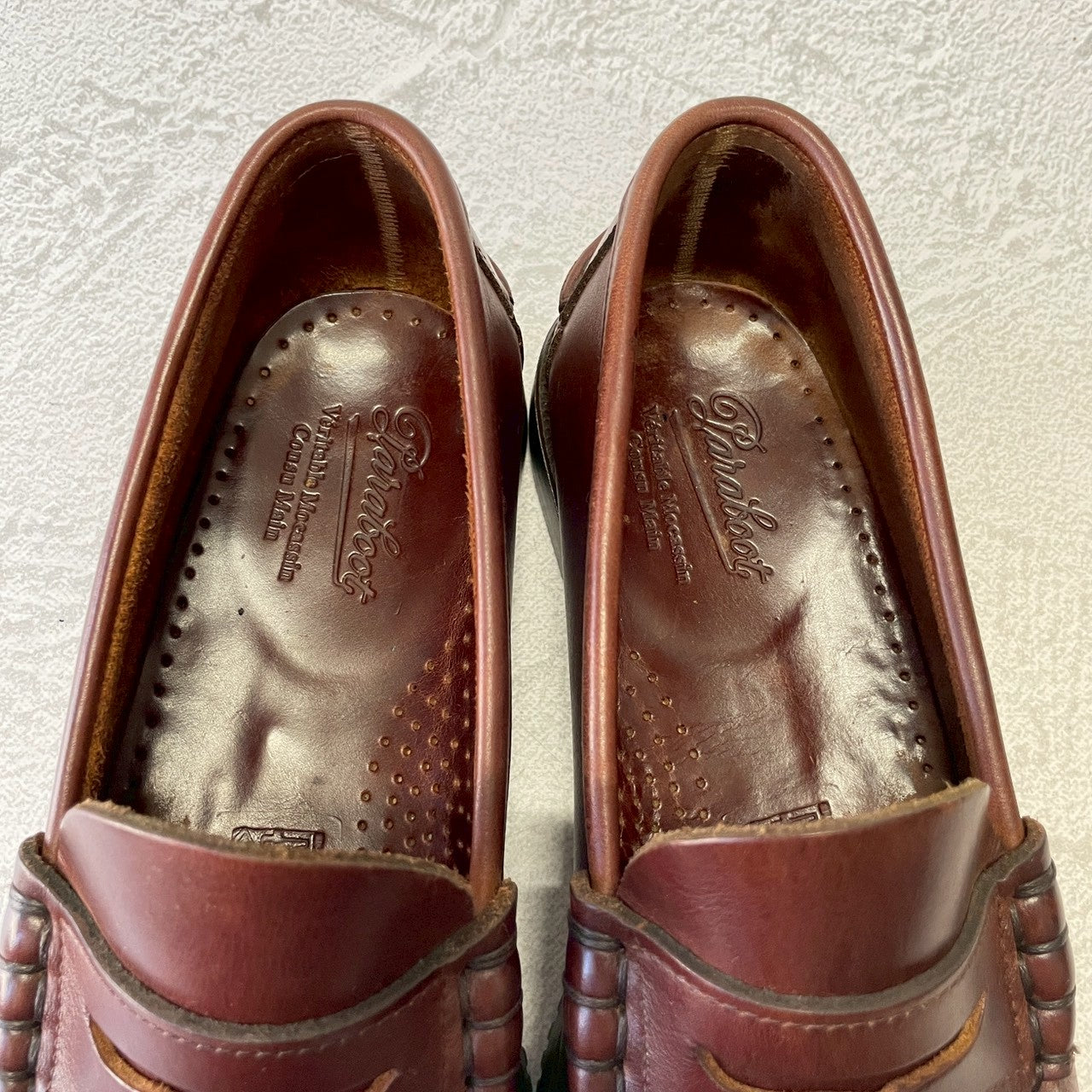 【美品】Paraboot パラブーツ Coraux コロー コインローファー ビーフロール マリンソール 茶 ブラウン UK6 / 24.5cm【W3381】