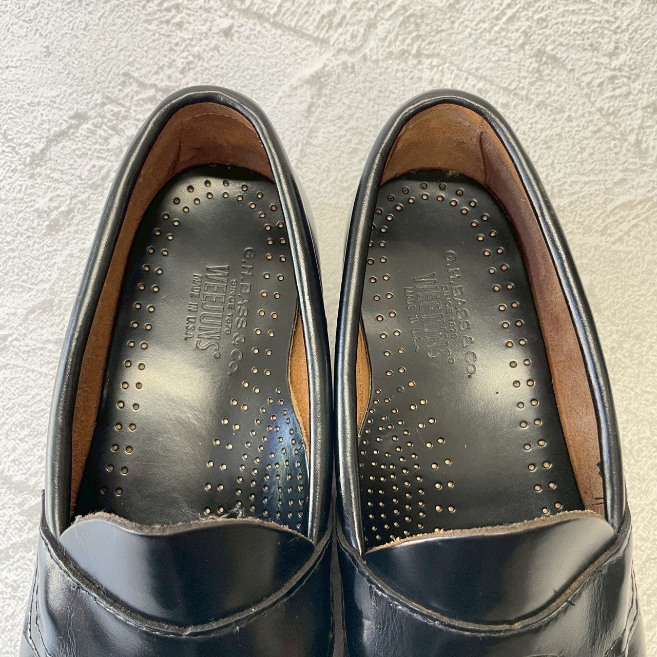 【良品】G.H.BASS ジーエイチバス Logan ローガン コインローファー ハーフサドル 90年代 USA製 黒 ブラック US8 / 26.0cm【W3382】