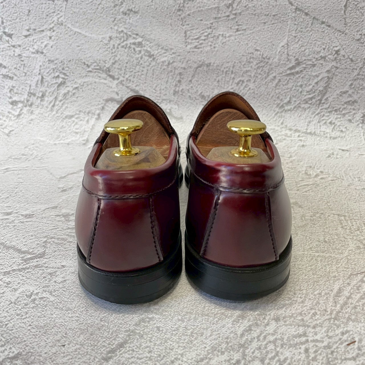 【美品】G.H.BASS ジーエイチバス Logan ローガン ハーフサドル コインローファー 赤茶 バーガンディ 90年代 USA製 US8 / 26.0cm【W3383】