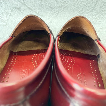 【美品】G.H.BASS ジーエイチバス Logan ローガン ハーフサドル コインローファー 赤茶 バーガンディ 90年代 USA製 US8 / 26.0cm【W3383】