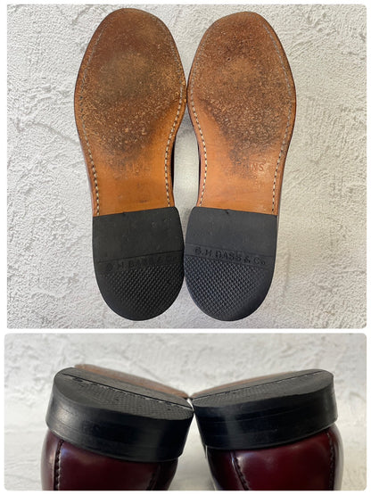 【美品】G.H.BASS ジーエイチバス Logan ローガン ハーフサドル コインローファー 赤茶 バーガンディ 90年代 USA製 US8 / 26.0cm【W3383】