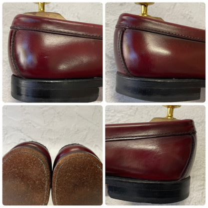 【美品】G.H.BASS ジーエイチバス Logan ローガン ハーフサドル コインローファー 赤茶 バーガンディ 90年代 USA製 US8 / 26.0cm【W3383】