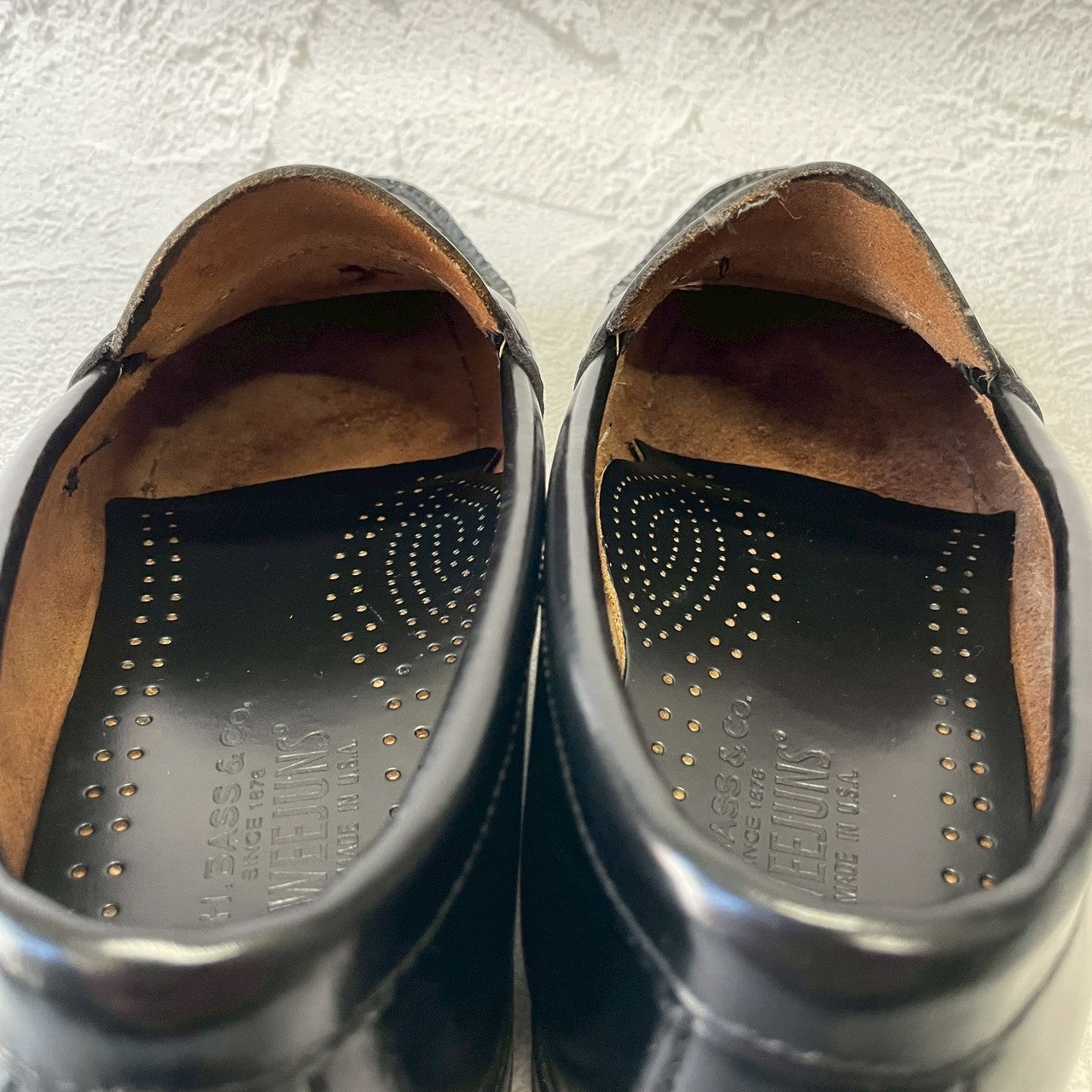 【良品】G.H.BASS ジーエイチバス Logan ローガン コインローファー ハーフサドル 90年代 USA製 黒 ブラック US8 / 26.0cm【W3382】