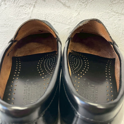 【良品】G.H.BASS ジーエイチバス Logan ローガン コインローファー ハーフサドル 90年代 USA製 黒 ブラック US8 / 26.0cm【W3382】