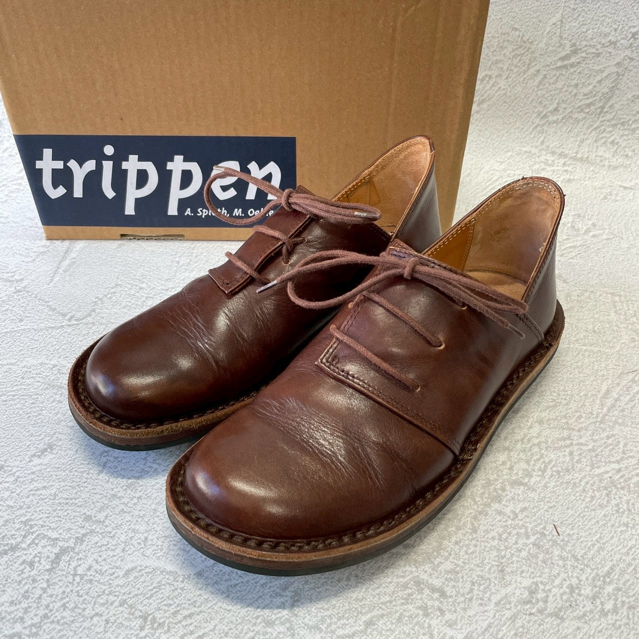 【美品】Trippen トリッペン Haferl ハーフェル コンフォートシューズ 茶 ブラウン 37 / 23.5〜24.0cm【W3384】