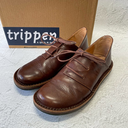 【美品】Trippen トリッペン Haferl ハーフェル コンフォートシューズ 茶 ブラウン 37 / 23.5〜24.0cm【W3384】