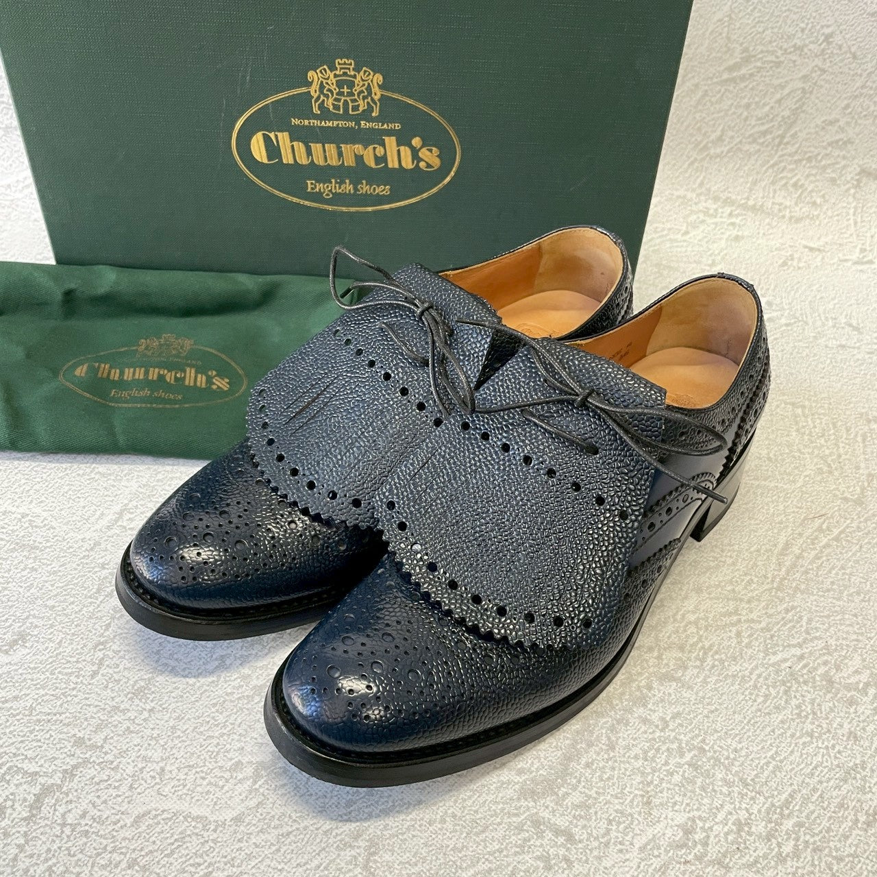 【極美品】Church’s チャーチ Constance R コンスタンス ウイング 内羽根 キルト 紺 ネイビー EU36 / 23〜23.5cm【W3385】