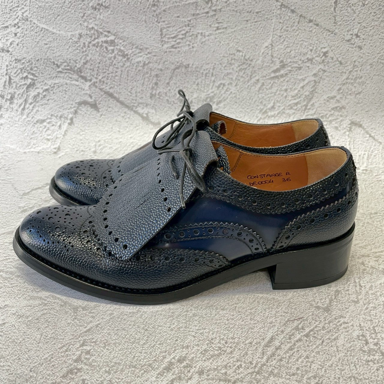 【極美品】Church’s チャーチ Constance R コンスタンス ウイング 内羽根 キルト 紺 ネイビー EU36 / 23〜23.5cm【W3385】