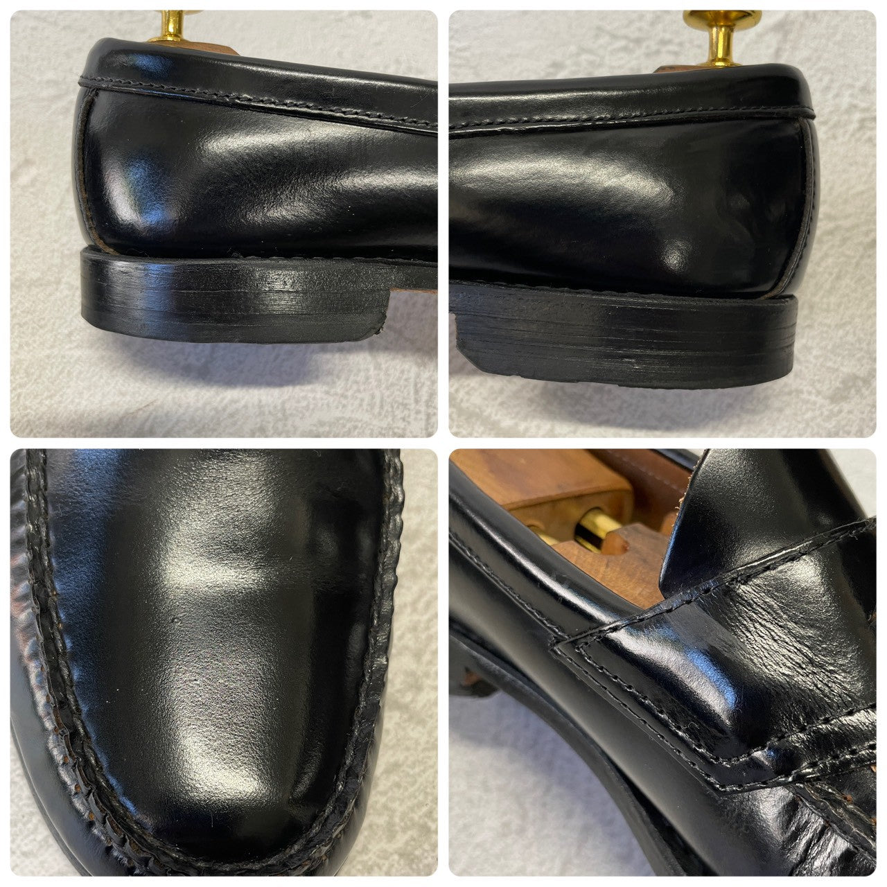 【良品】G.H.BASS ジーエイチバス Logan ローガン コインローファー ハーフサドル 90年代 USA製 黒 ブラック US8 / 26.0cm【W3382】