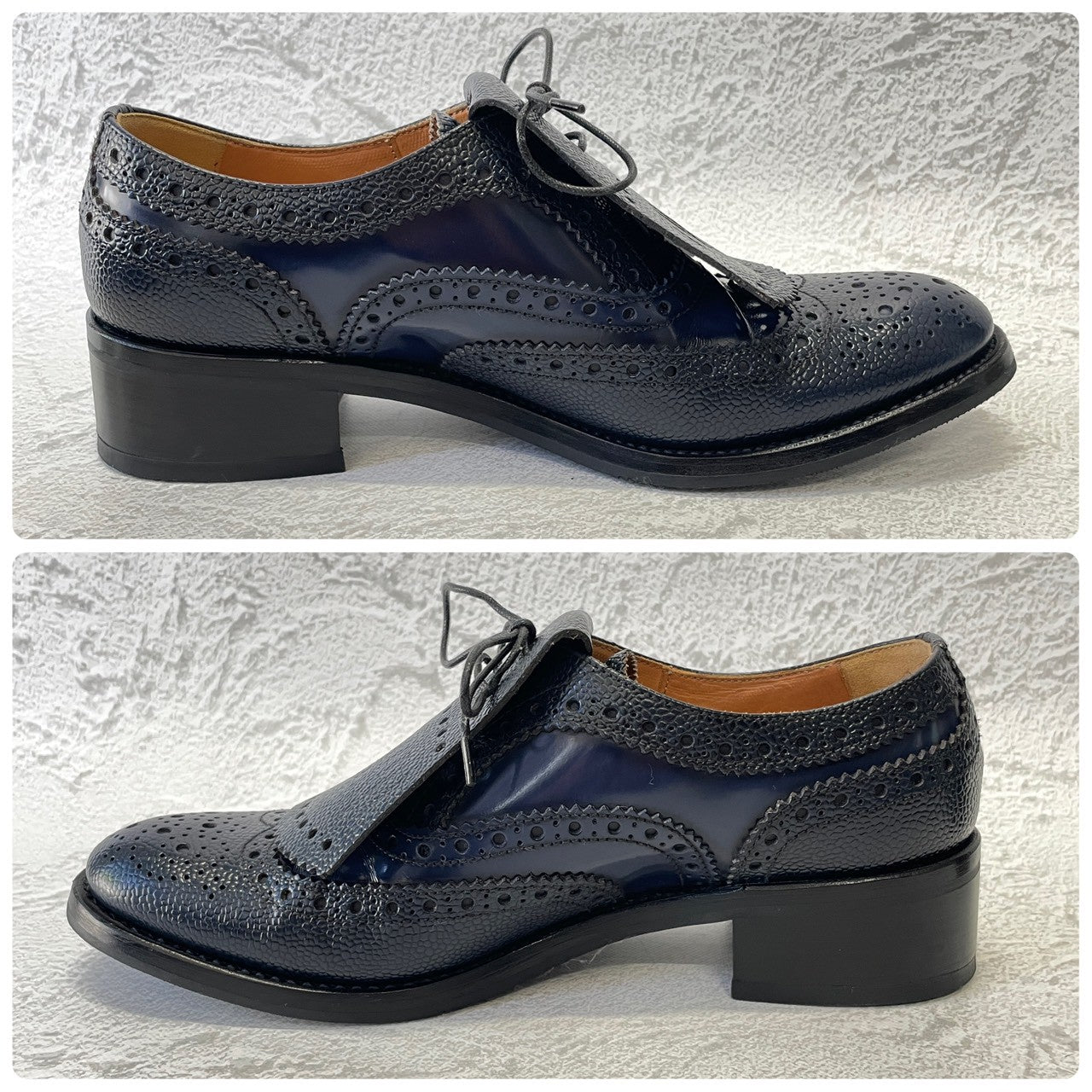 【極美品】Church’s チャーチ Constance R コンスタンス ウイング 内羽根 キルト 紺 ネイビー EU36 / 23〜23.5cm【W3385】