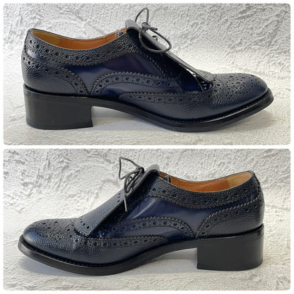 【極美品】Church’s チャーチ Constance R コンスタンス ウイング 内羽根 キルト 紺 ネイビー EU36 / 23〜23.5cm【W3385】