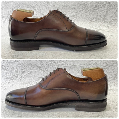 【極美品】Berwick バーウィック 5224 SIVI ストレート 内羽根 アンティーク調 茶 ダークブラウンUK6 / 25.5cm【W3386】