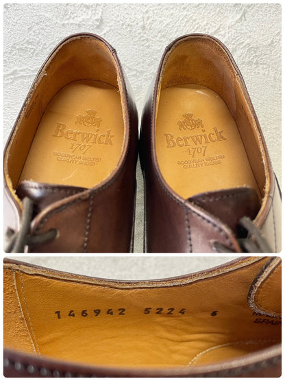 【極美品】Berwick バーウィック 5224 SIVI ストレート 内羽根 アンティーク調 茶 ダークブラウンUK6 / 25.5cm【W3386】