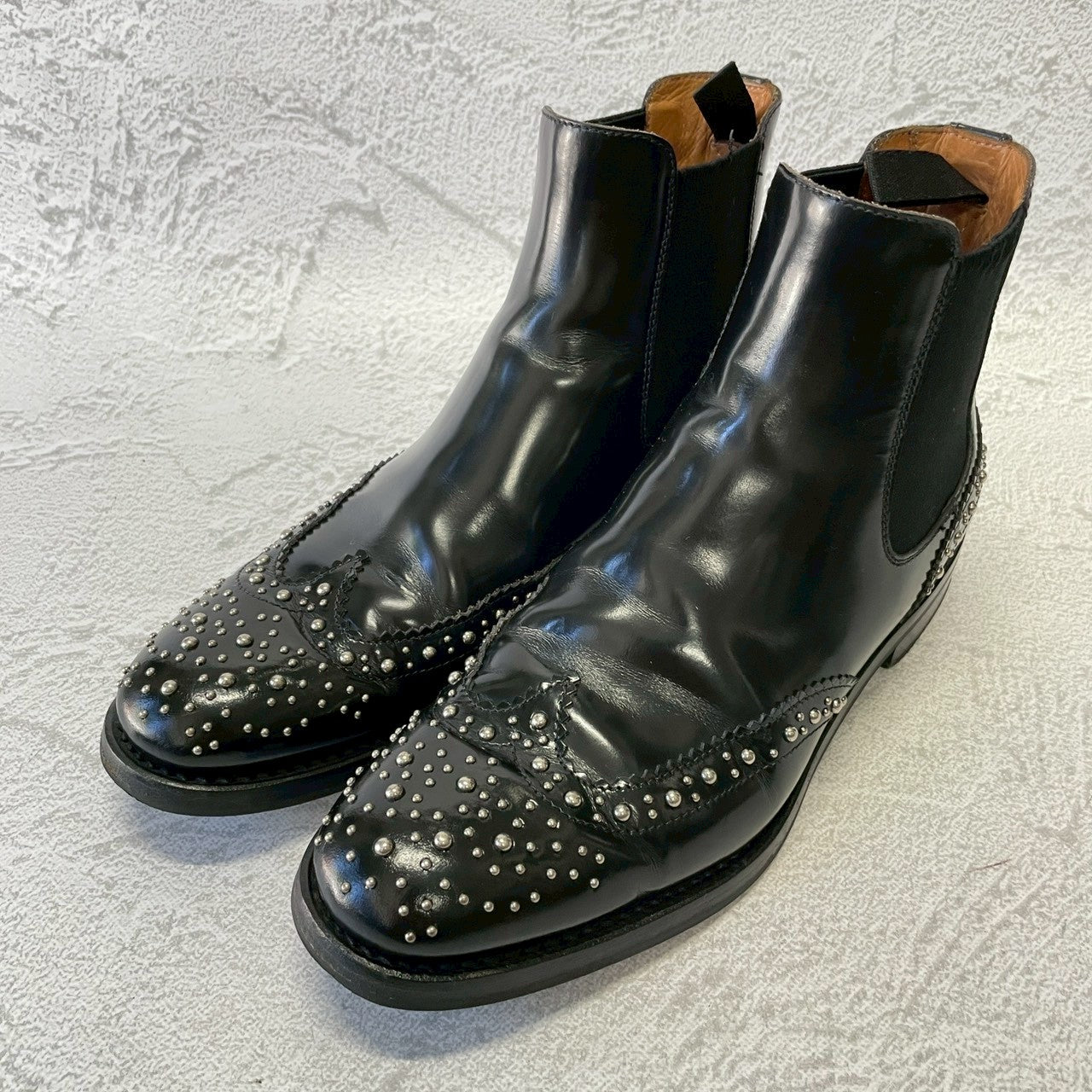 【良品】Church’s チャーチ KETSBY MET ケッツビーメット サイドゴア スタッズ チェルシーブーツ 黒 ブラック EU37 / 23.5〜24cm【W3388】