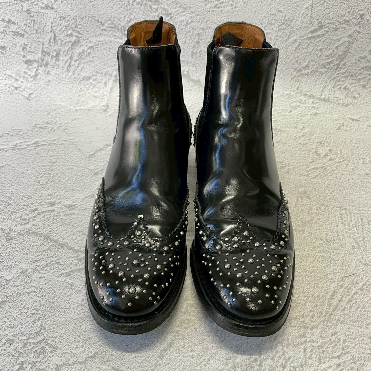 【良品】Church’s チャーチ KETSBY MET ケッツビーメット サイドゴア スタッズ チェルシーブーツ 黒 ブラック EU37 / 23.5〜24cm【W3388】