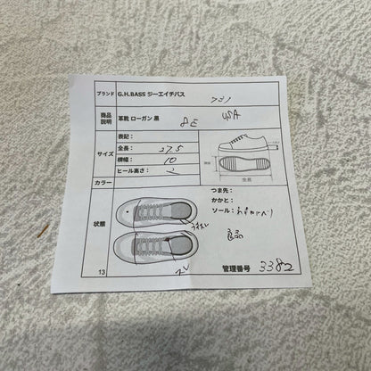【良品】G.H.BASS ジーエイチバス Logan ローガン コインローファー ハーフサドル 90年代 USA製 黒 ブラック US8 / 26.0cm【W3382】