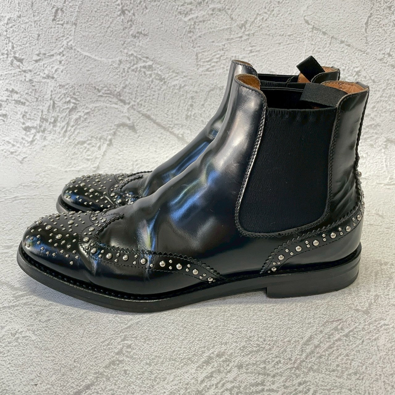 【良品】Church’s チャーチ KETSBY MET ケッツビーメット サイドゴア スタッズ チェルシーブーツ 黒 ブラック EU37 / 23.5〜24cm【W3388】