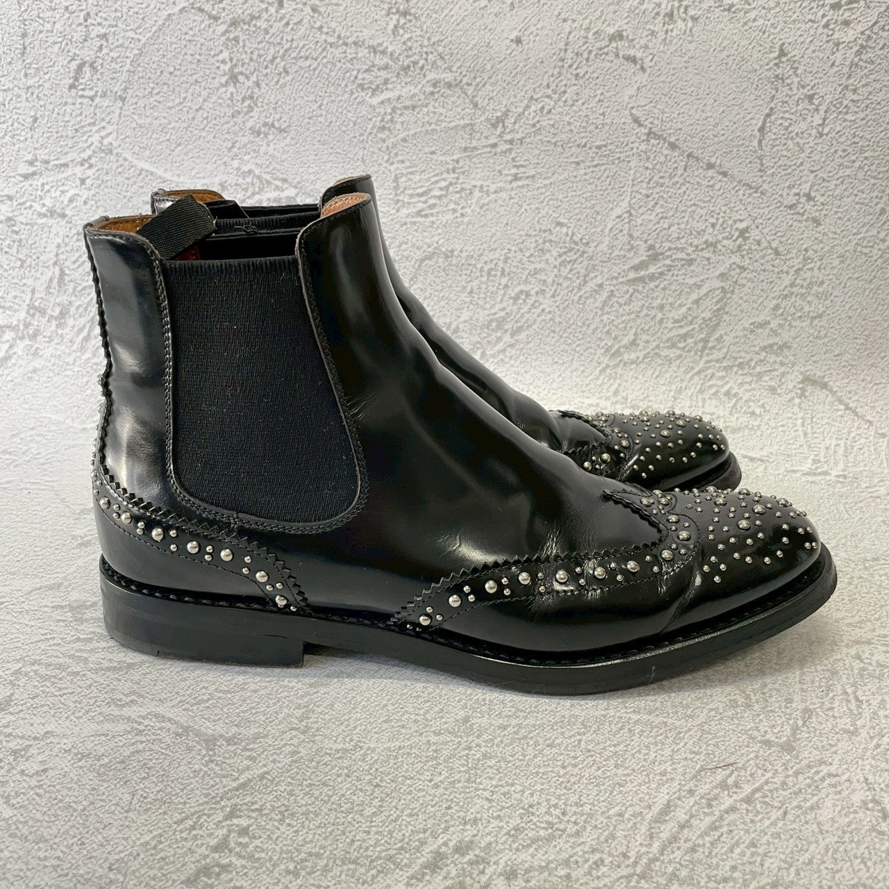 【良品】Church’s チャーチ KETSBY MET ケッツビーメット サイドゴア スタッズ チェルシーブーツ 黒 ブラック EU37 / 23.5〜24cm【W3388】