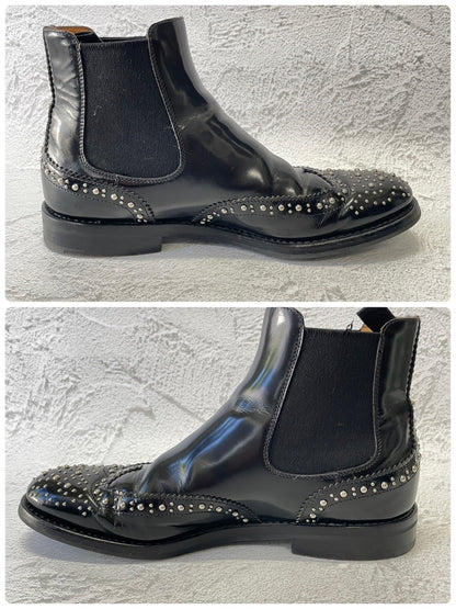 【良品】Church’s チャーチ KETSBY MET ケッツビーメット サイドゴア スタッズ チェルシーブーツ 黒 ブラック EU37 / 23.5〜24cm【W3388】