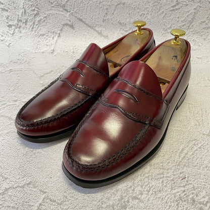 【美品】G.H.BASS ジーエイチバス Logan ローガン ハーフサドル コインローファー 赤茶 バーガンディ 90年代 USA製 US8 / 26.0cm【W3383】