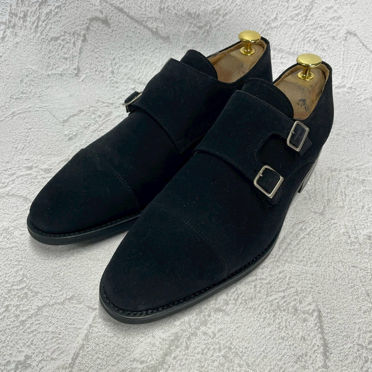 【美品】Berwick バーウィック 1168 Double Monk Strap ダブルモンクストラップ スエード 黒 ブラック UK8 / 27cm【W3390】