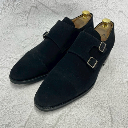 【美品】Berwick バーウィック 1168 Double Monk Strap ダブルモンクストラップ スエード 黒 ブラック UK8 / 27cm【W3390】
