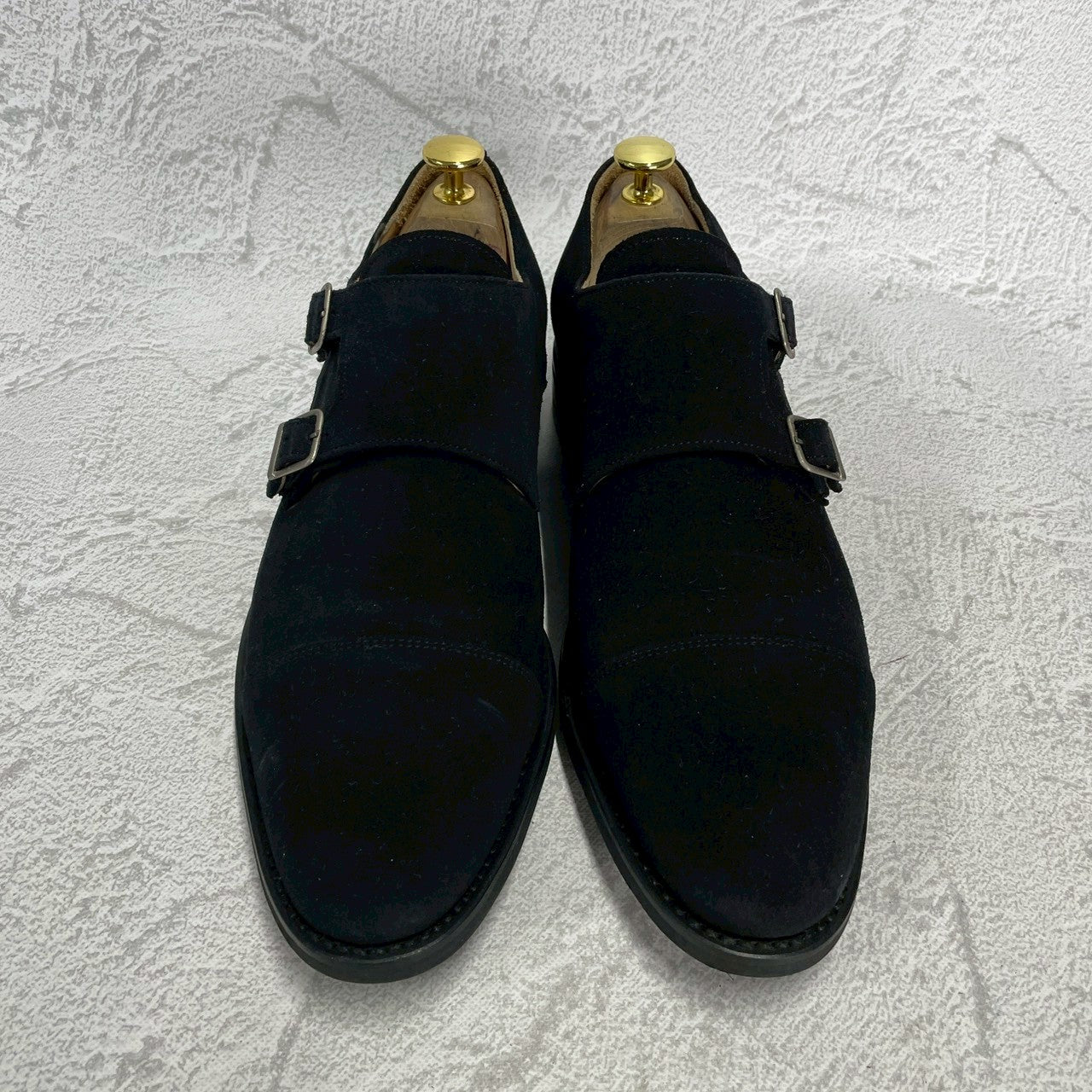 【美品】Berwick バーウィック 1168 Double Monk Strap ダブルモンクストラップ スエード 黒 ブラック UK8 / 27cm【W3390】