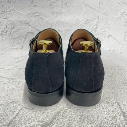【美品】Berwick バーウィック 1168 Double Monk Strap ダブルモンクストラップ スエード 黒 ブラック UK8 / 27cm【W3390】